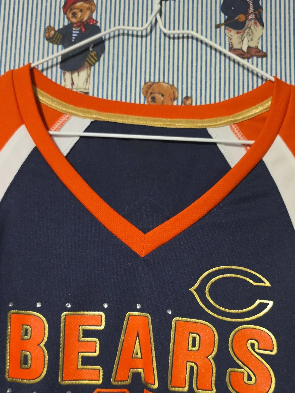 Payton Bears Hall Of Fame Football Jersey Orange Navy Gold Womens Medium